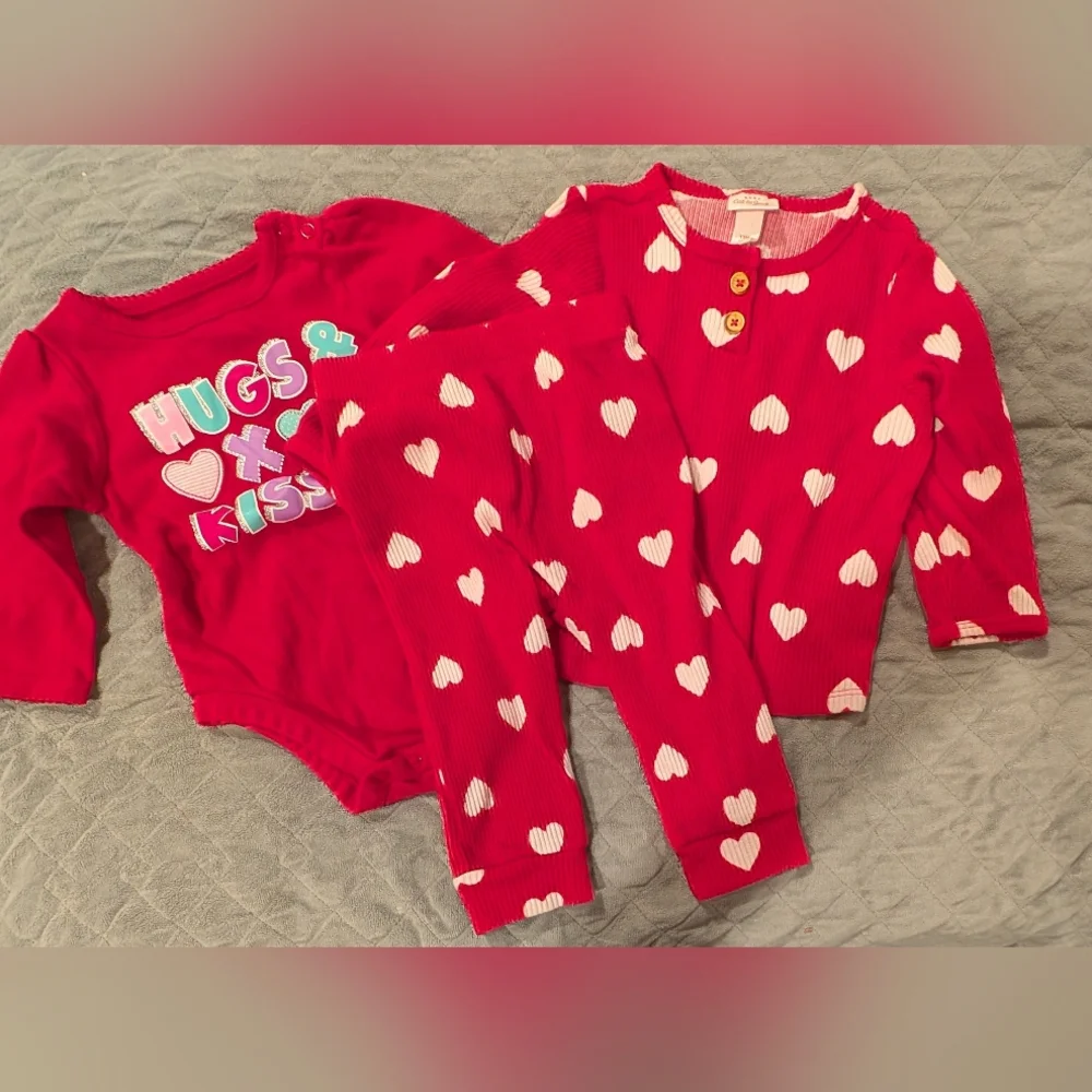 12M Red Heart Baby Outfit Set